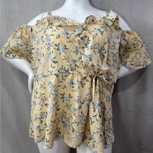 Floral Off-Shoulder Yellow Top Bloomchic 26 womans